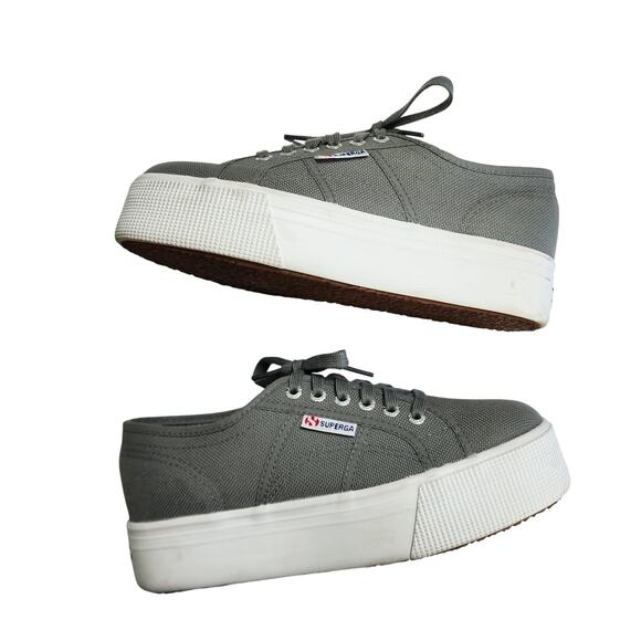 Superga Womens Acotw Linea Up and Down Platform Sneakers Size US 8 Gray Lace Up - Picture 6 of 11